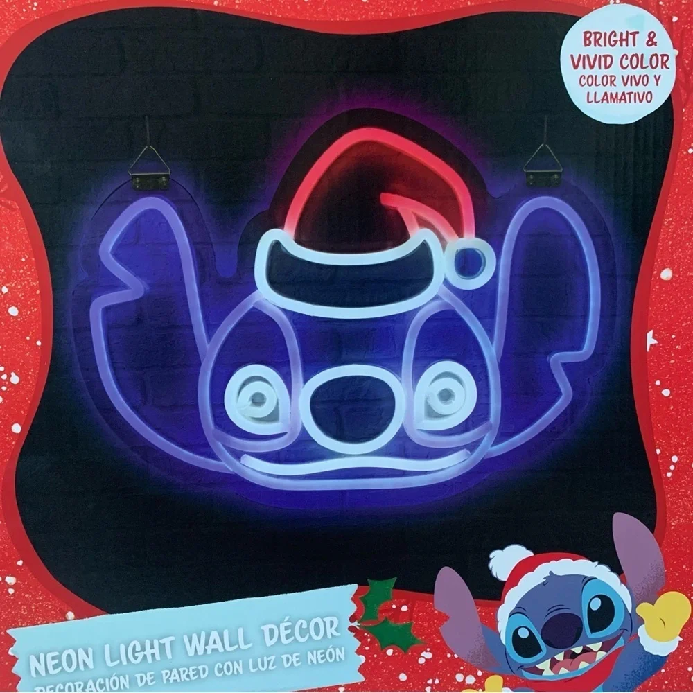 NIB. DISNEY Stitch Neon Light with Santa Hat